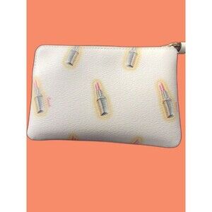Coach Women's Signature Canvas Lipstick Print Corner Zip Wallet NWT